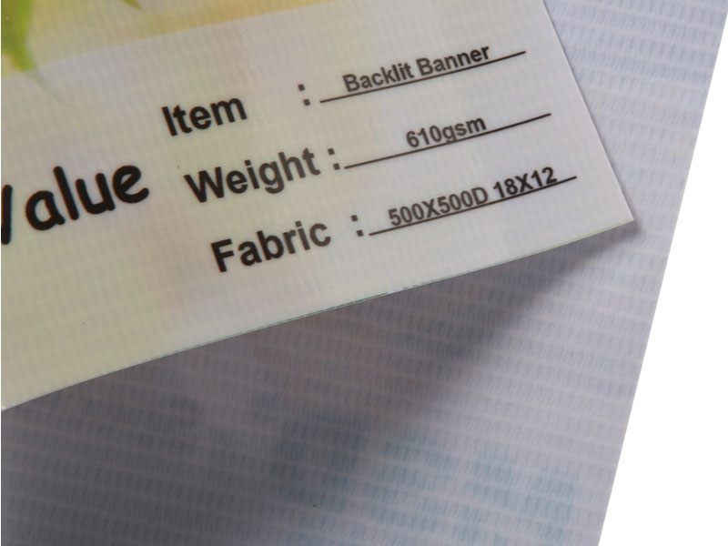 610 g/m2 udskrivbare laminerede, bagbelyste fleksible bannere